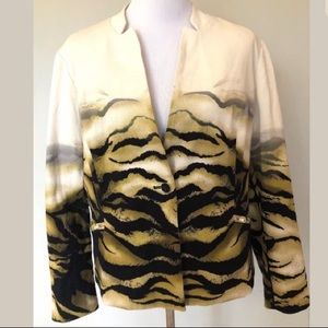 CHICOS Black Label Blazer Jacket Animal Print